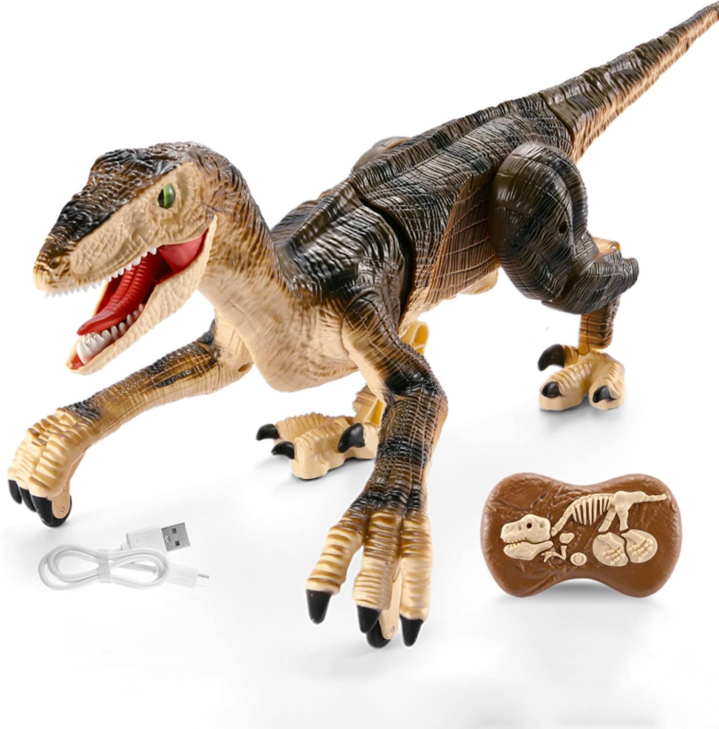 Remote Control Velociraptor Dinosaur Toy with LED Eyes